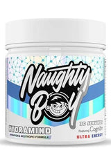 Naughty Boy Hydramind jar with 30 servings for hydration and cognitive enhancement.