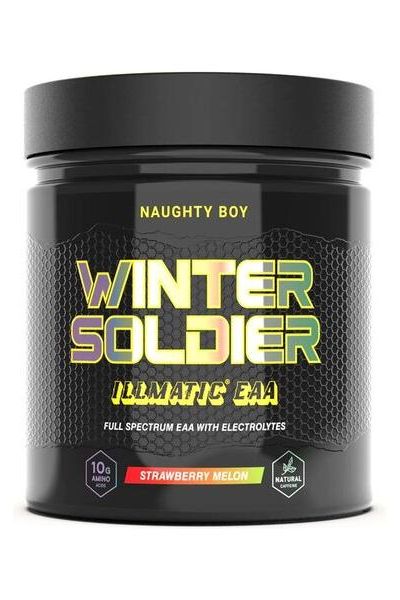 Naughty Boy Winter Soldier Illmatic EAA full spectrum amino acids with electrolytes in Strawberry Melon flavor.