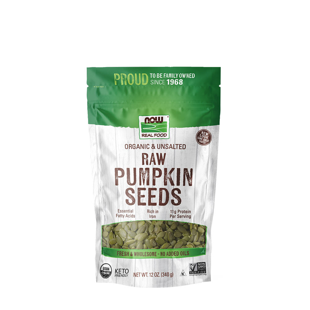 NOW Foods - Organic Raw Pumpkin Seeds - 340g (KORT DATO 2026-09-30)