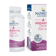 Nordic Naturals Prenatal DHA fish oil supplement, 180 soft gels, supports brain development in pregnancy.