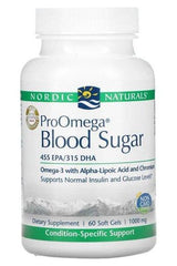 Nordic Naturals ProOmega Blood Sugar 60 softgels, supports normal insulin and glucose levels, non-GMO dietary supplement