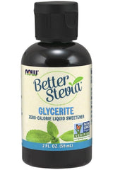 NOW Foods Better Stevia Glycerite 2 oz bottle, a zero-calorie liquid sweetener, perfect sugar alternative.