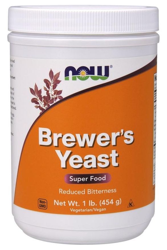 NOW Foods Brewer's Yeast container with superfood label, 1 lb, vegetarian and vegan dietary supplement.