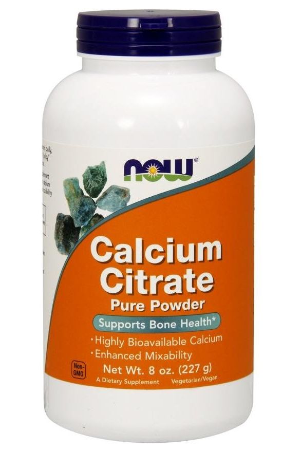 NOW Foods Calcium Citrate Pure Powder 227g, dietary supplement supporting bone health and highly bioavailable calcium.
