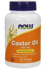 NOW Foods - Castor Oil, 650mg - 120 softgels - Nutri.se