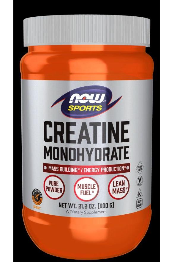 NOW Foods Creatine Monohydrate powder jar for muscle strength and endurance support
