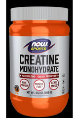 NOW Foods Creatine Monohydrate powder jar for muscle strength and endurance support