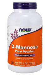NOW Foods D-Mannose Pure Powder supplement for healthy urinary tract and bladder cleansing, 6 oz bottle.