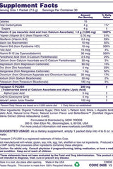 Supplement Facts for Now Foods EFFER-C™ with Vitamin C, electrolytes, and minerals, showing nutrients per serving.