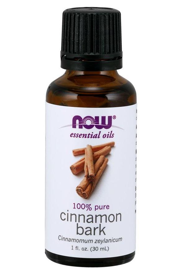 NOW Foods Cinnamon Bark Essential Oil, 30 ml bottle, 100% pure, warm and spicy aroma for aromatherapy and wellness.