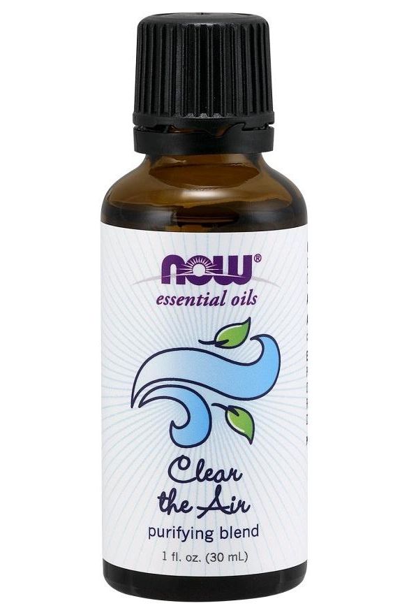 NOW Foods Clear the Air Essential Oil Blend, 30 ml bottle for purifying and refreshing air.