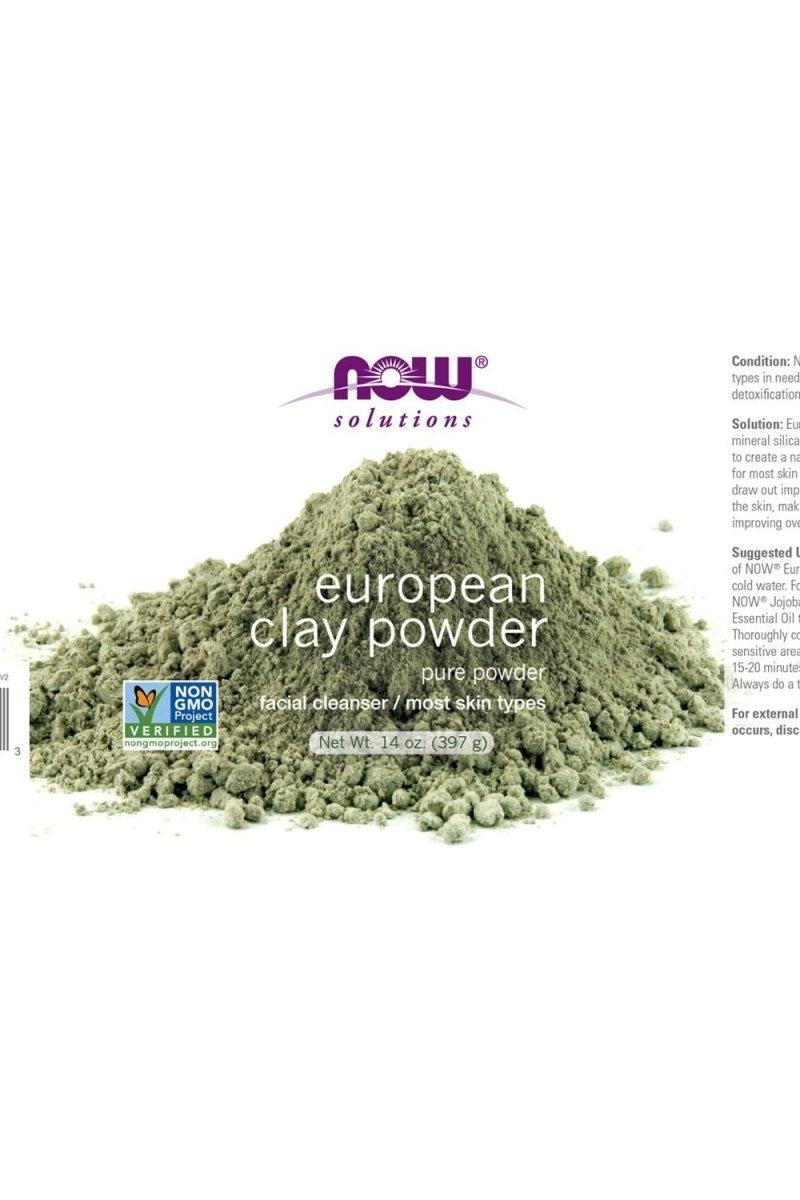 NOW European Clay Powder, 397 g, a natural cleansing clay suitable for most skin types.