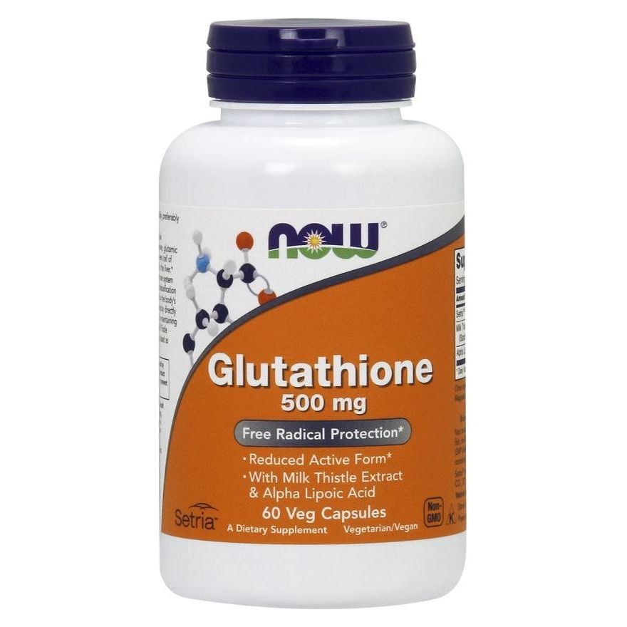 NOW Foods Glutathione supplement with Milk Thistle and Alpha Lipoic Acid, 500 mg, 60 vegetarian capsules