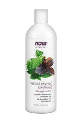 NOW Herbal Revival Conditioner 473 ml bottle for damaged hair, nourishing, pH balanced, sulfate and paraben free.