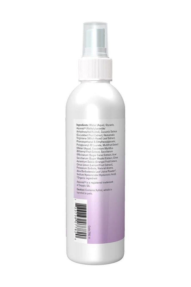 Now Foods Hyaluronic Acid Hydration Facial Mist bottle showing ingredients and usage instructions.