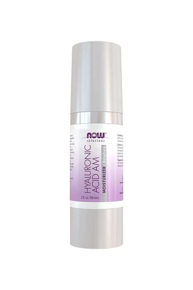 Now Foods Hyaluronic Acid Moisturizer 59ml for intense hydration and reducing fine lines, suitable for all skin types.
