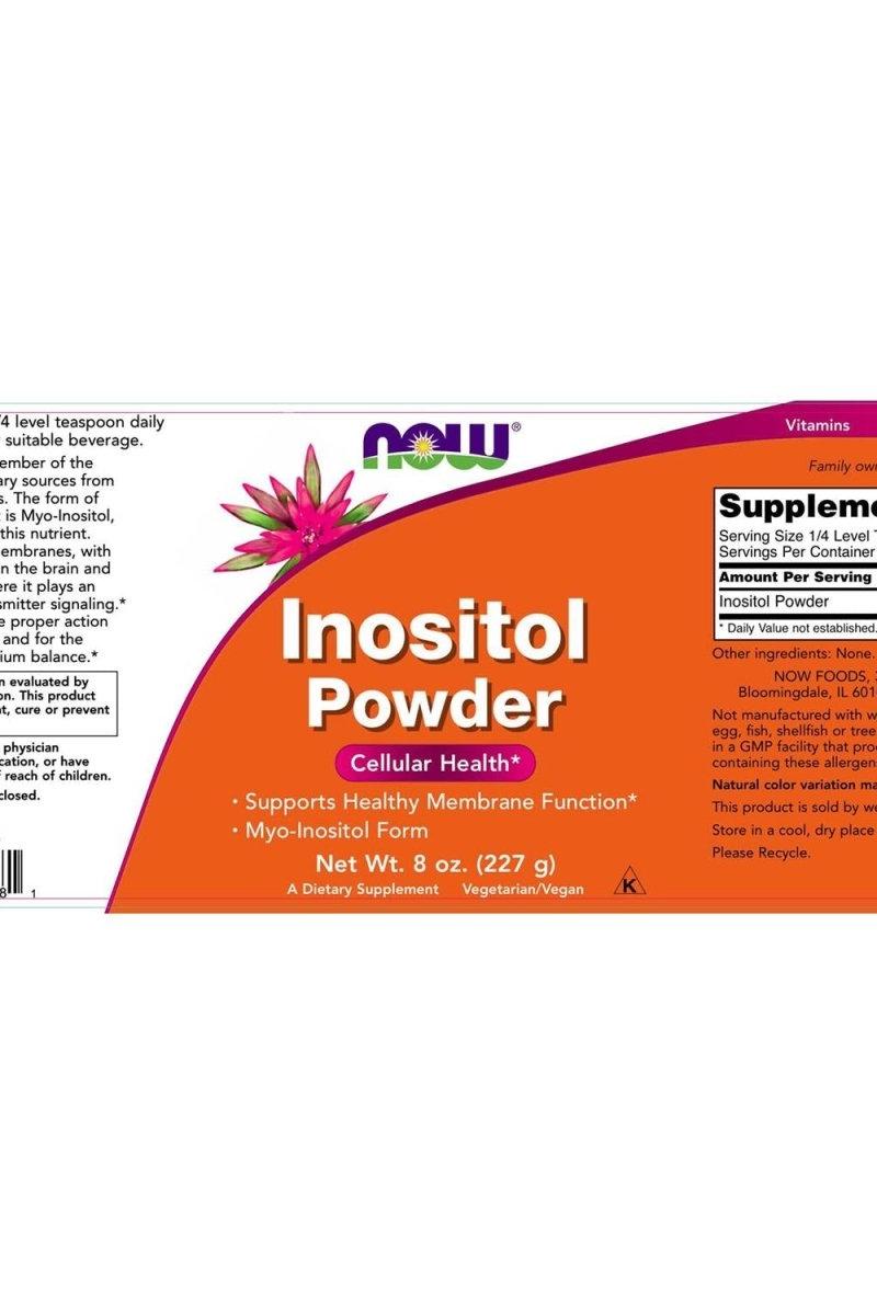 Now Foods Inositol Powder Vegetarian label, supports cellular health and healthy membrane function, 8 oz.
