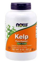 NOW Foods Kelp Pure Powder 227 grams supplement bottle, supports healthy thyroid function and provides iodine.