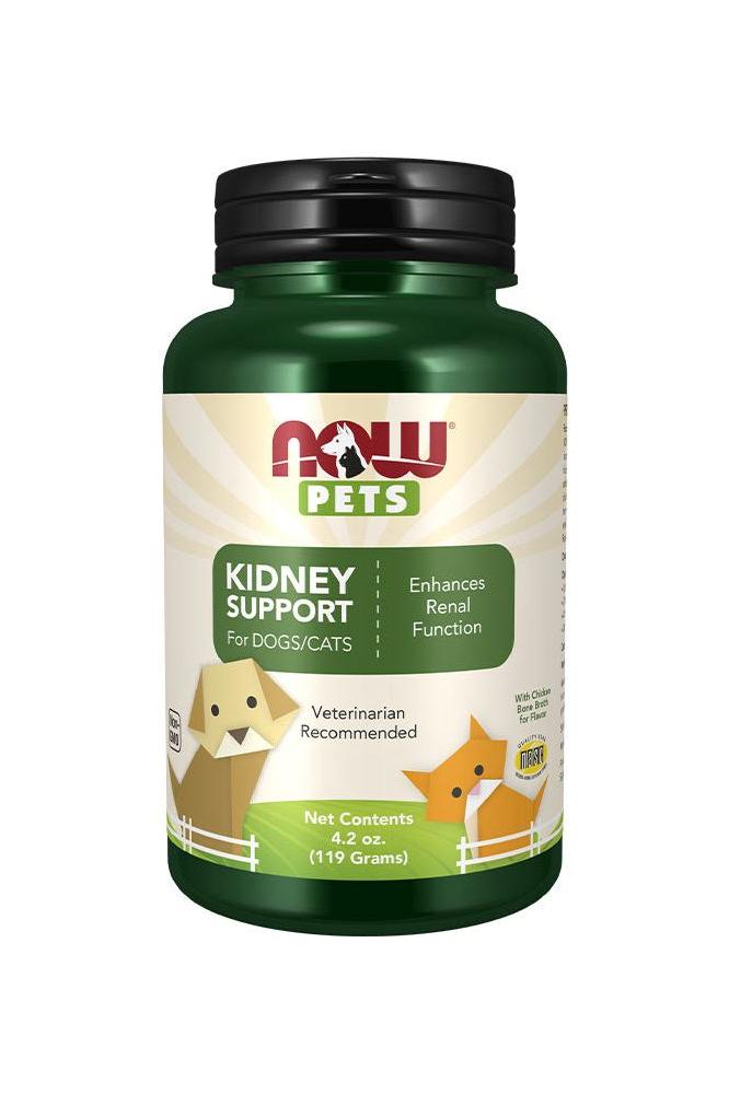 Now Foods Kidney Support for Dogs and Cats powder, 119g, enhances renal function, veterinarian recommended.