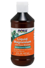 NOW Foods Liquid Magnesium 237 ml bottle, natural mineral supplement, supports nervous system health.