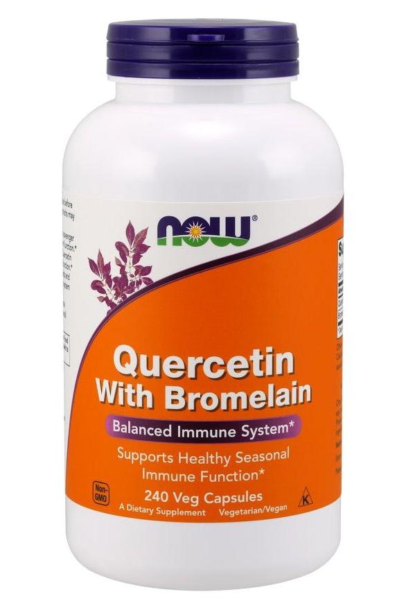 NOW Foods Quercetin with Bromelain supplement, supports balanced immune system, 240 veg capsules.