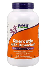 NOW Foods Quercetin with Bromelain supplement, supports balanced immune system, 240 veg capsules.