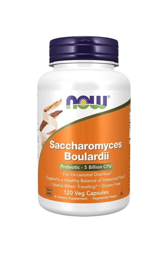 Now Foods Saccharomyces Boulardii Probiotic supplement for occasional diarrhea and gut health, 120 Veg Capsules.