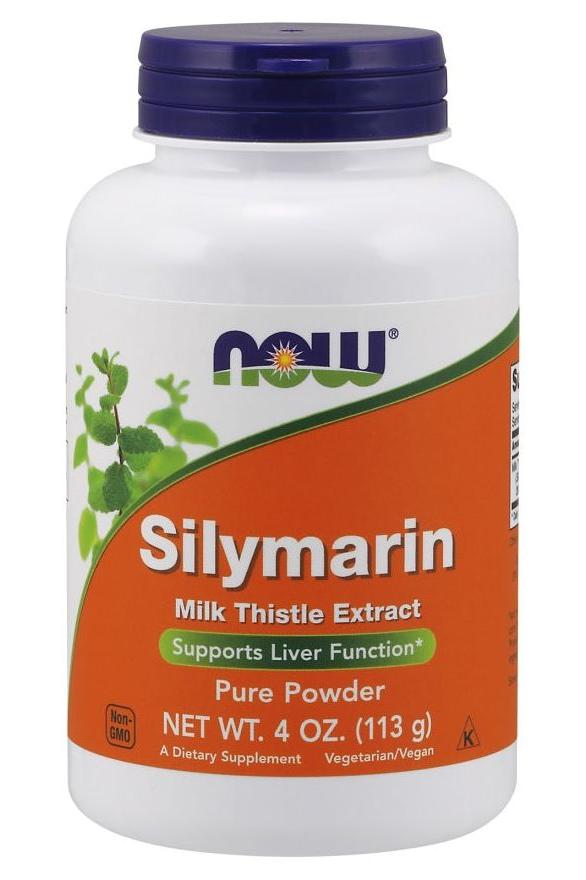 NOW Foods Silymarin Milk Thistle Extract bottle, supports liver function, 4 oz, vegetarian dietary supplement.