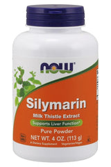NOW Foods Silymarin Milk Thistle Extract bottle, supports liver function, 4 oz, vegetarian dietary supplement.