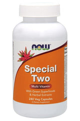 NOW Foods Special Two multivitamin bottle with green superfoods and herbal extracts, 240 veg capsules.