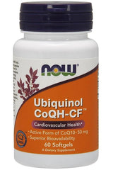 NOW Foods Ubiquinol CoQH-CF 60 softgels for cardiovascular health and energy support.
