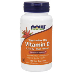 NOW Foods - Vitamin D, 1000 IU Vegetarian - Dry - 120 vcaps - Nutri.se