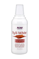 Now Foods XyliWhite Cinnafresh Mouthwash, fluoride-free, cleanses teeth, gluten-free, 16 oz bottle.