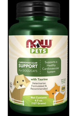NOW Pets cardiovascular support supplement for dogs and cats, 127 grams, with taurine, promotes heart health.