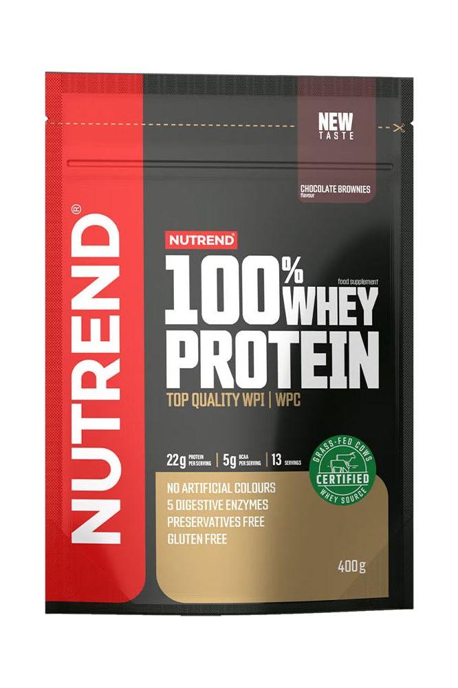 Nutrend 100% Whey Protein package featuring top quality WPI and WPC for effective training support.