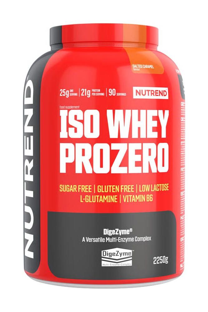 Nutrend Iso Whey Prozero protein powder container, low lactose, sugar-free, with digestive enzymes, 2250g.