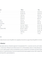 Nutrend Pump Preworkout nutritional information table, showing ingredients and their amounts per 100g and 15g servings.