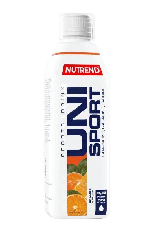 Nutrend UNISPORT sports drink bottle in orange flavor, ideal for hydration during sports activities.