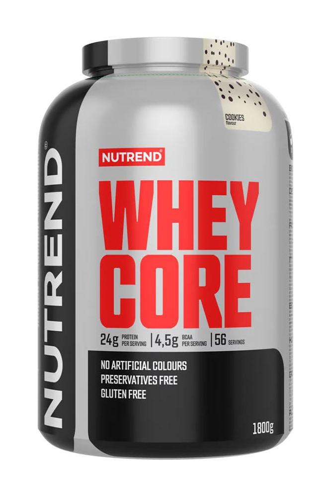 Nutrend Whey Core protein powder with 24g protein per serving, gluten-free and preservative-free.