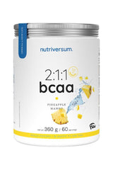Nutriversum 2:1:1 BCAA supplement in Pineapple Mango flavor, 360g container for enhanced performance.