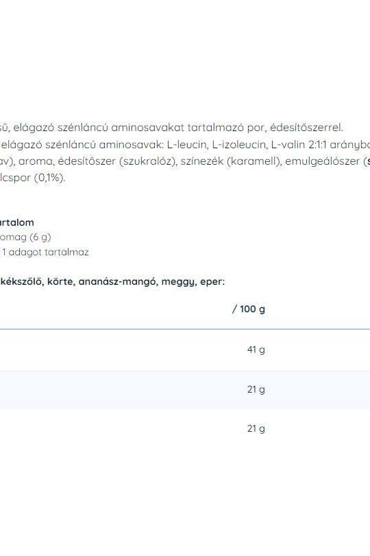 Nutriversum BCAA nutritional information and ingredients list on a product label.