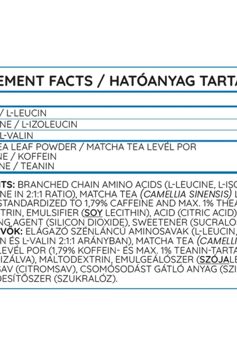 Nutriversum BCAA Flow 2:1:1 matcha ingredient and nutrition facts label