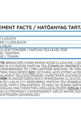 Nutriversum BCAA Flow 2:1:1 matcha ingredient and nutrition facts label