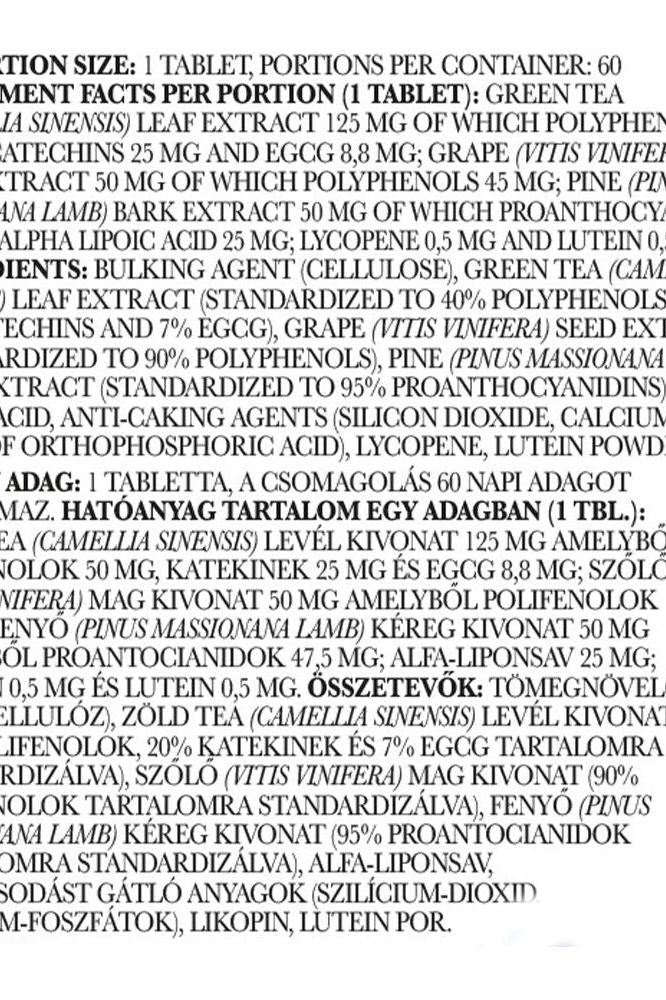 Nutriversum VITA Antioxidant supplement facts including ingredients and benefits of 60 tablets.