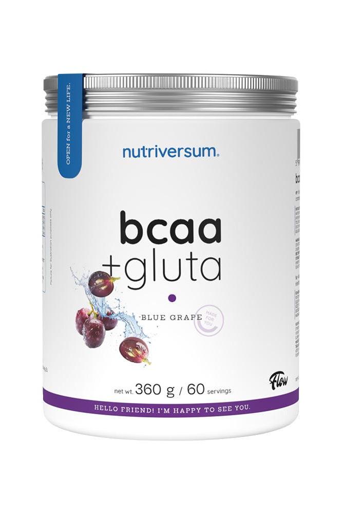 Nutriversum BCAA + GLUTA supplement in Blue Grape flavor, 360g, 60 servings, sugar-free.