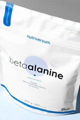 Nutriversum Beta Alanine unflavored powder package, 200g, enhances endurance and muscle recovery.
