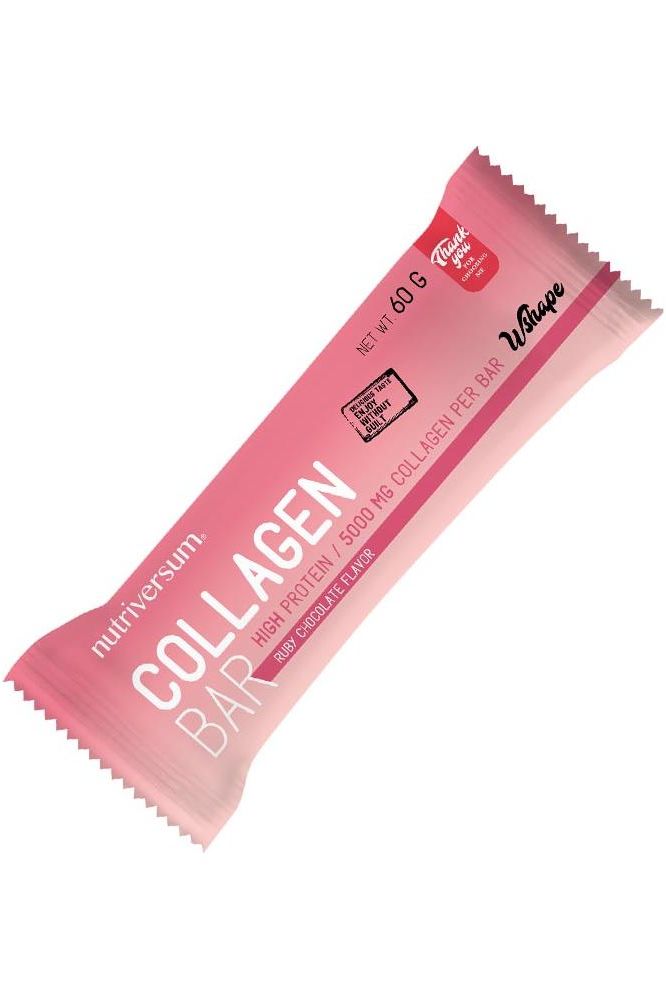 Nutriversum Collagen Bar WSHAPE, high protein, low calorie, 60g, ideal for healthy snacking.