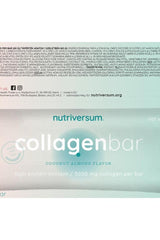 Nutriversum Collagen Bar packaging, coconut almond flavor, high protein and collagen content, low-calorie treat.