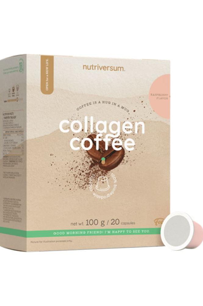 Nutriversum collagen coffee box with capsules, 100g, compatible with Nespresso, promotes healthy skin and elasticity.