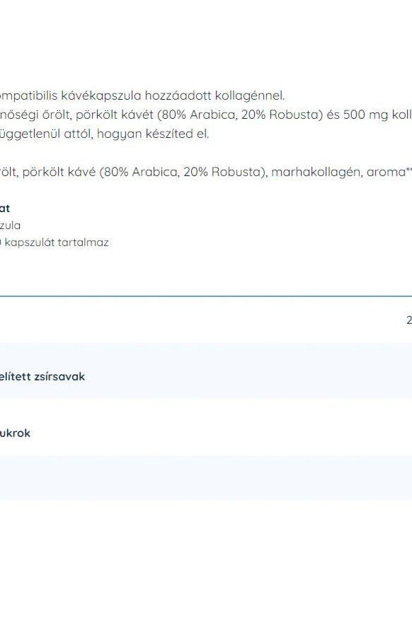 Nutriversum Collagen Coffee capsules with 500 mg collagen, 80% Arabica and 20% Robusta for Nespresso machines.